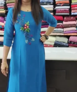 Sky Blue Embroidered Kurta for Women