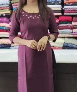 Maroon Embroidered Kurta for Women
